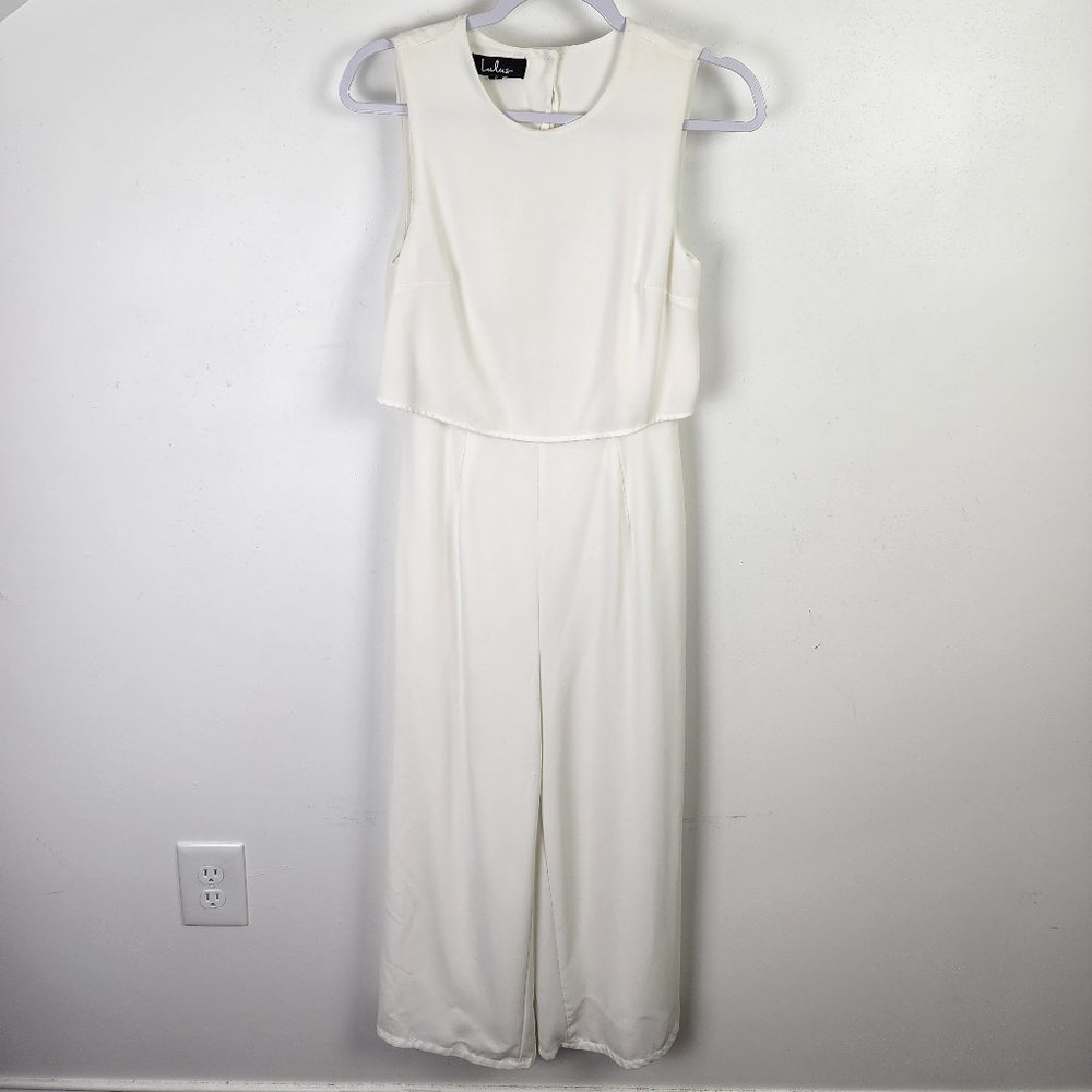 Lulus White Tank Jumpsuit with Cut Out at Back Size Small